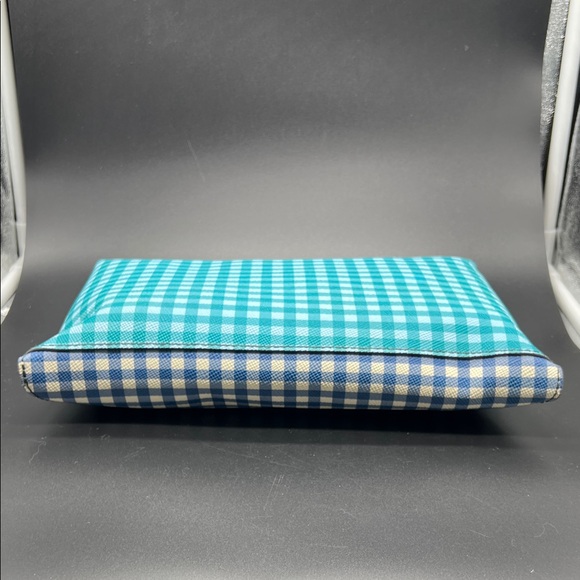 J. Crew Checkered Clutch - Blue and Green Coated Leather NEW - Picture 8 of 14